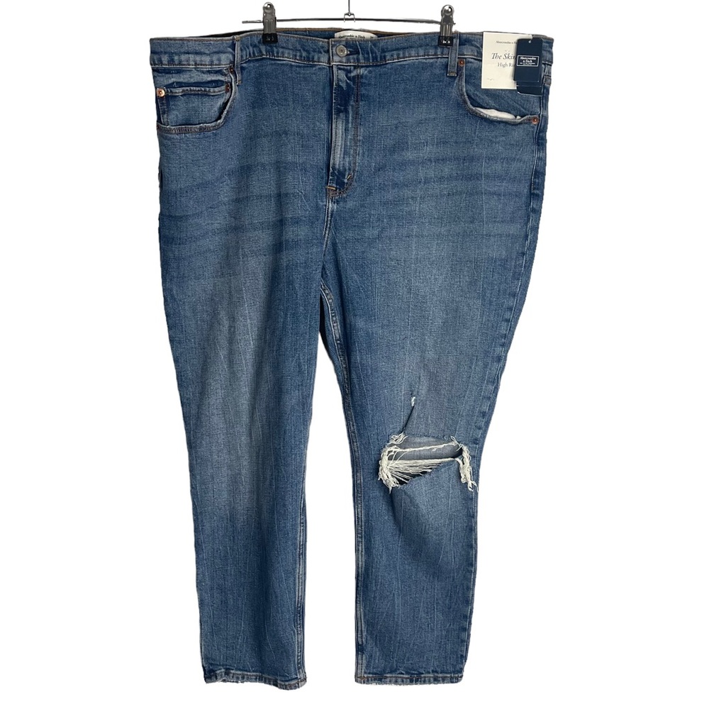 NWT Abercrombie + Fitch High Rise Distressed Skinny Jeans Plus Size 36 short